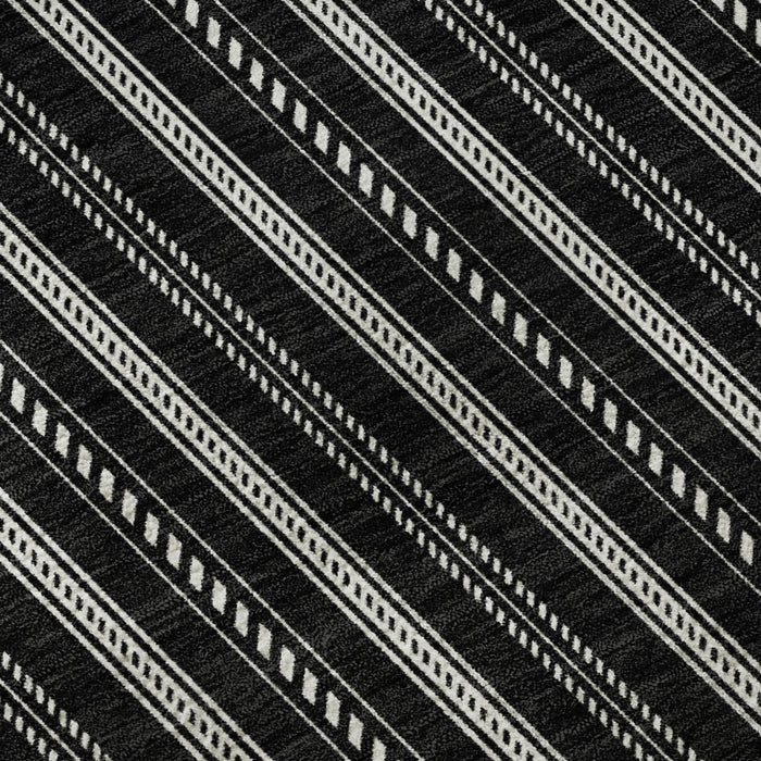 10' X 14' Striped Washable Area Rug With UV Protection (673831) - Black / Ivory