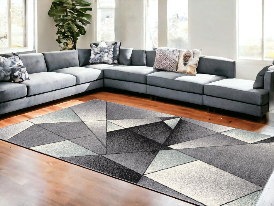 8' x 11' Geometric Area Rug - Gray Red