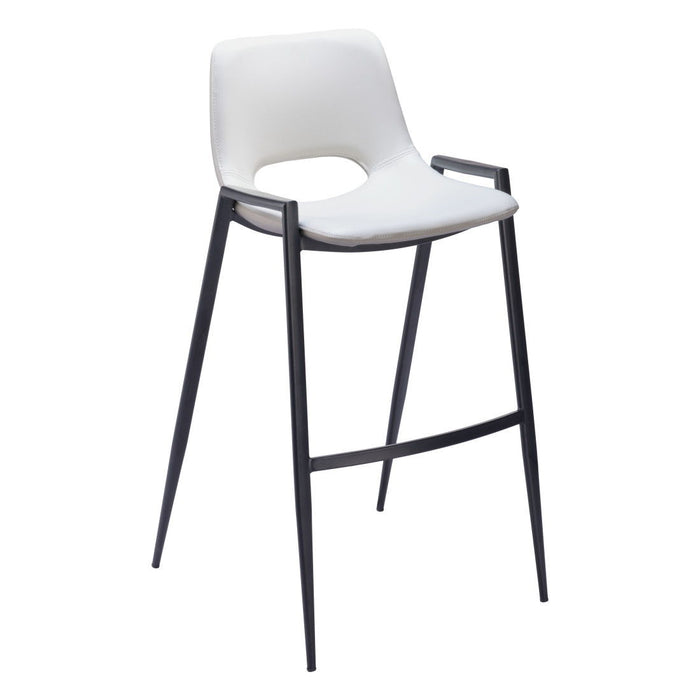 30" Faux Leather And Steel Low Back Bar Height Bar Chairs (Set of 2) - White / Black