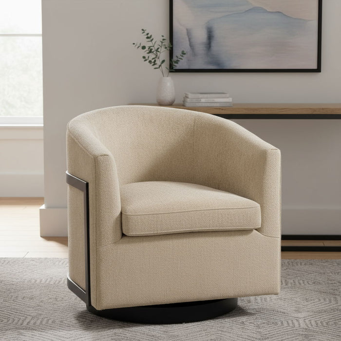 30" Upholstered Swivel Arm Chair - Beige