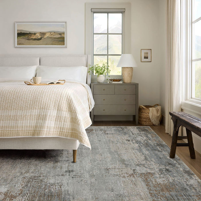 9' x 12' Abstract Power Loom Stain Resistant Area Rug - Beige