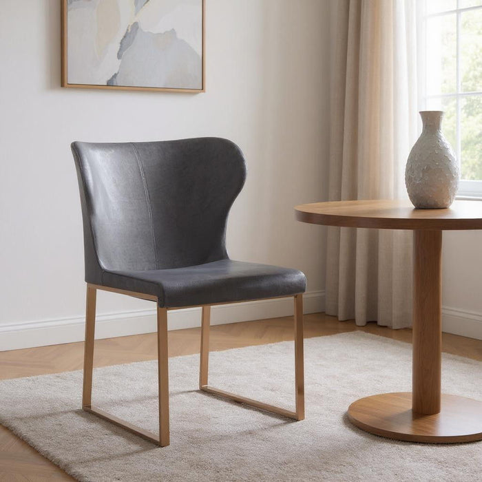 Upholstered Fabric Wing Back Dining Side Chair - Gray