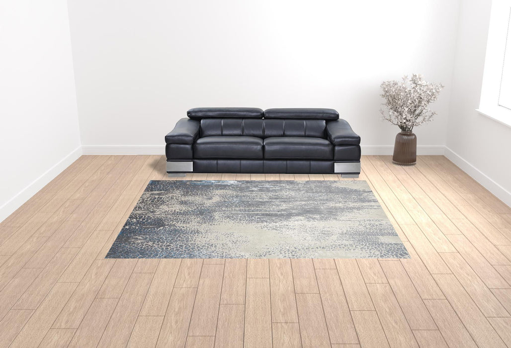 9' x 12' Abstract Area Rug - Gray Blue And Ivory