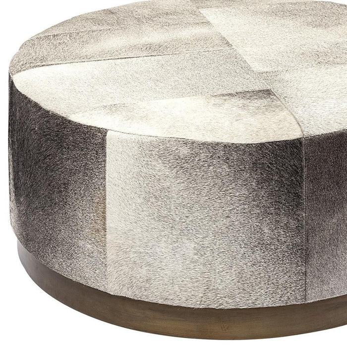 Wool Footstool Ottoman - Brown / Gray
