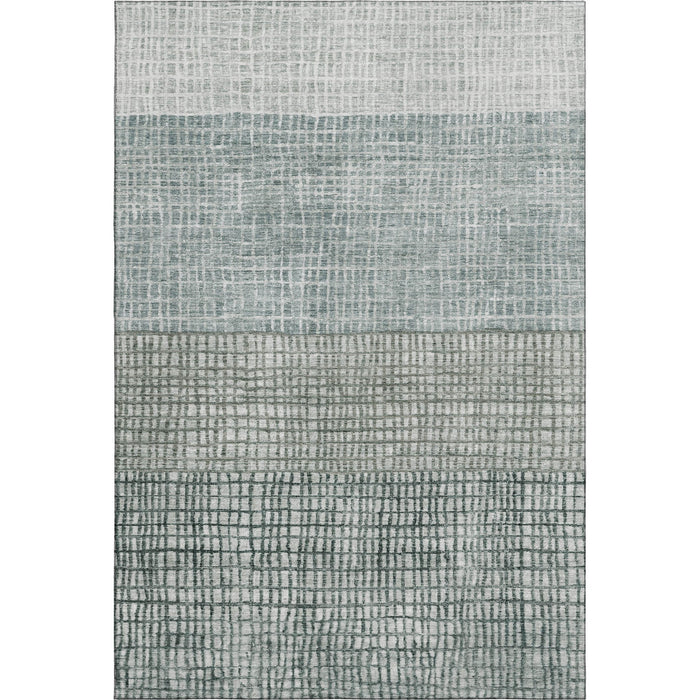 10' X 14' Geometric Washable Area Rug With UV Protection (705005) - Aqua / Ivory / Gray