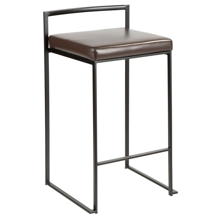 Fuji - Stackable Counter Stool With Cushion - Black Metal