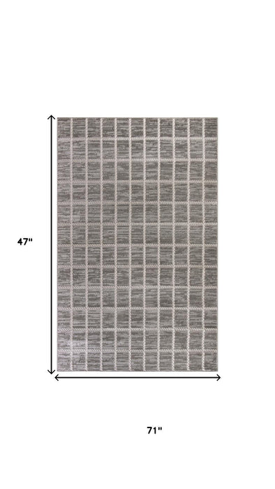4' X 6' Geometric Area Rug (553189) - Ivory / Gray