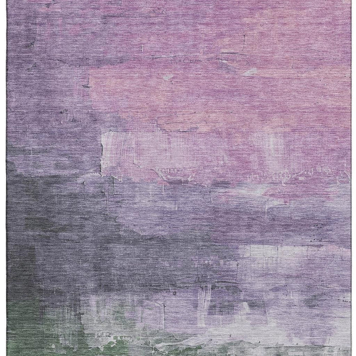 10' X 14' Abstract Washable Area Rug With UV Protection (693918) - Lavender / Green