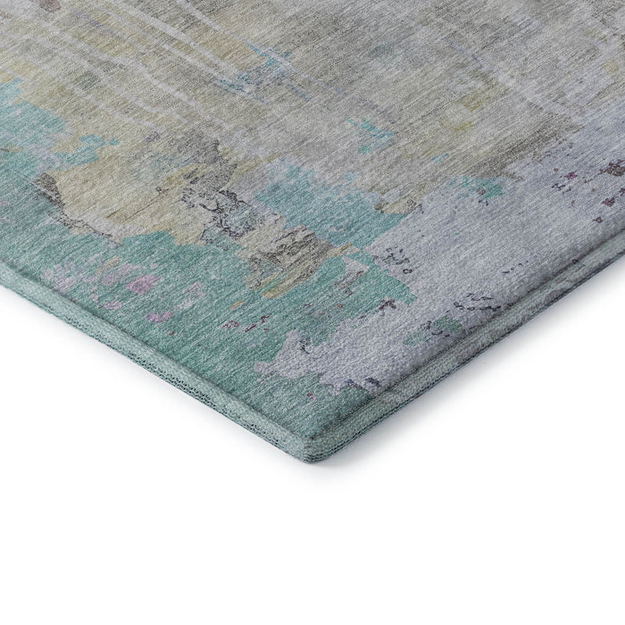 10' X 14' Abstract Washable Area Rug With UV Protection (692154) - Taupe / Teal / Purple