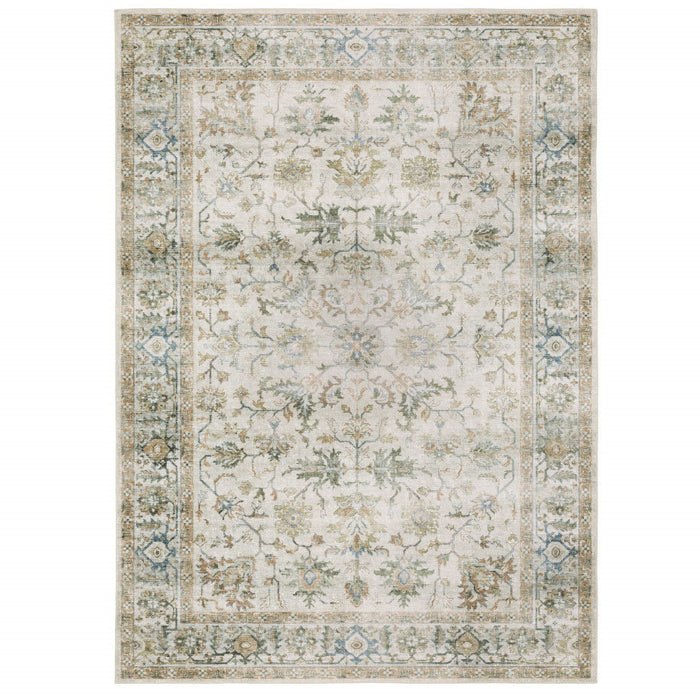 7' x 10' Oriental Printed Non Skid Area Rug - Ivory