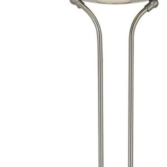 Led Torchiere Floor Lamp With Nickel Dome Shade - Nickel
