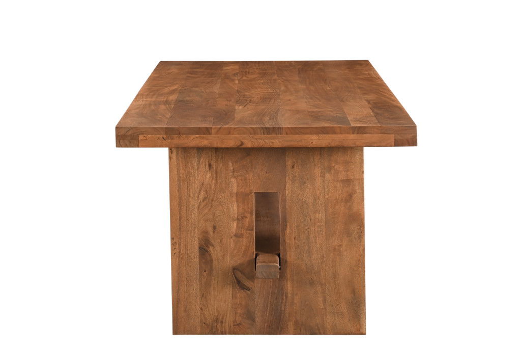 75" Solid Wood Trestle Base Dining Table - Brown