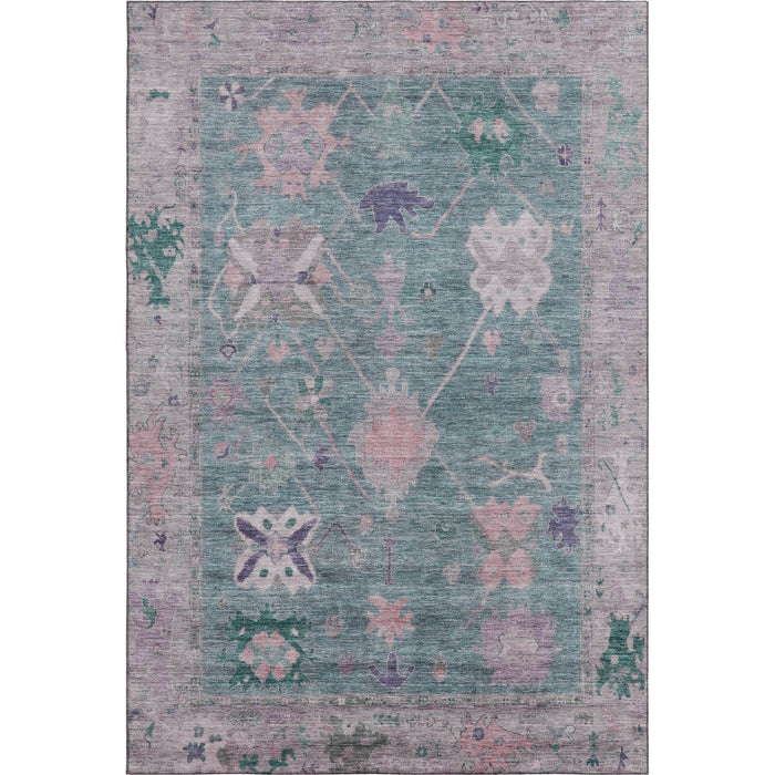 10' X 14' Oriental Washable Area Rug With UV Protection (714967) - Green / Purple