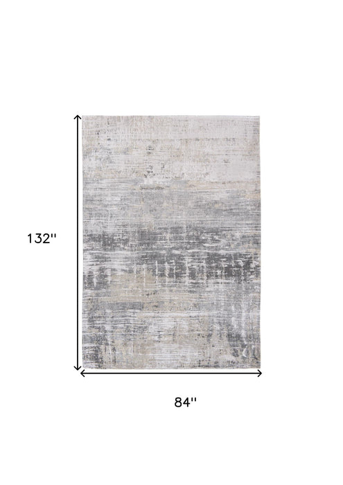 8' x 11' Abstract Non Skid Area Rug - White And Gray