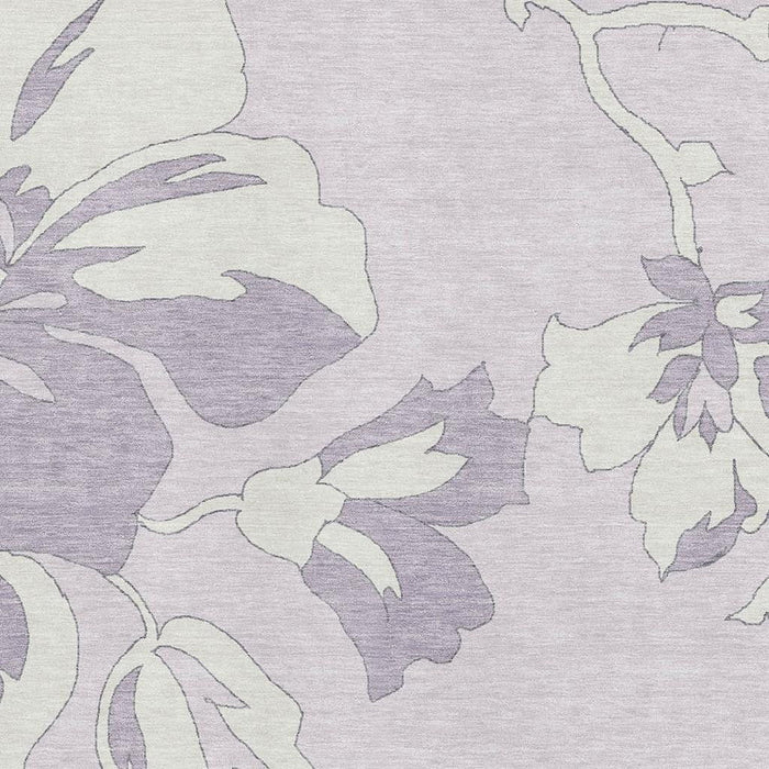 10' X 14' Floral Washable Area Rug With UV Protection (667993) - Lavender / Ivory