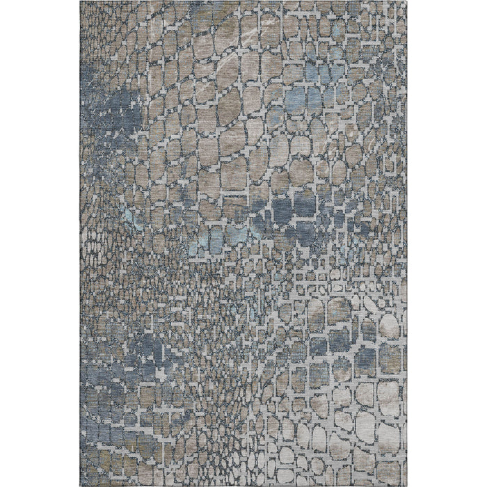 10' X 14' Abstract Geometric Washable Area Rug With UV Protection (677969) - Silver / Gray / Beige