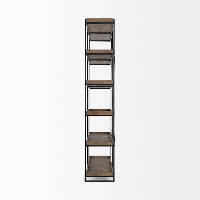 Five Tier Bookcase (380597) - Black / Brown
