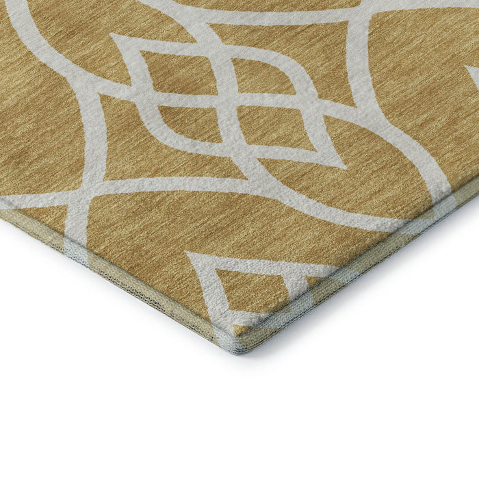 10' X 14' Trellis Washable Area Rug With UV Protection (670261) - Gold / Ivory