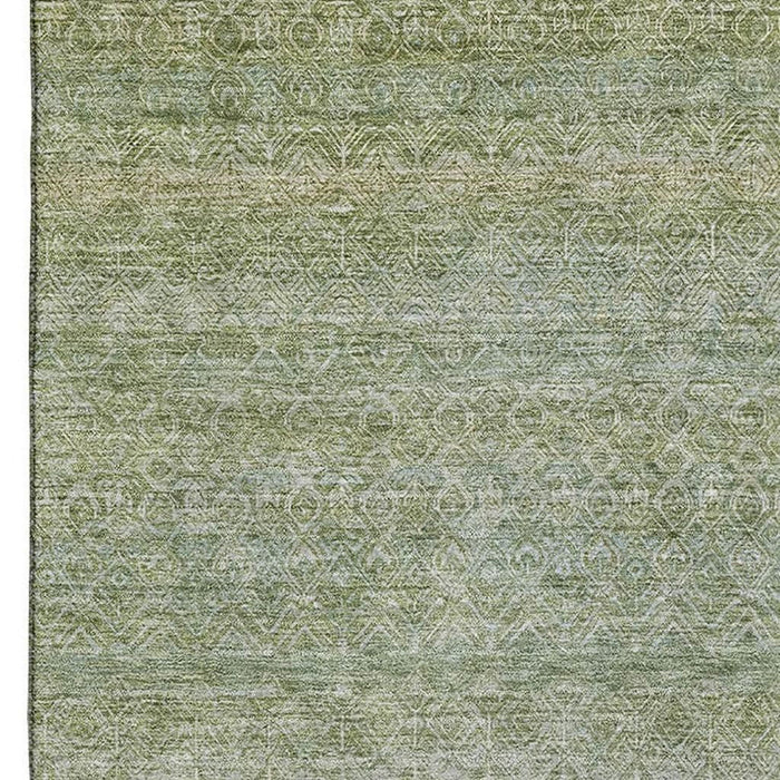 10' X 14' Striped Washable Area Rug With UV Protection (718037) - Sage / Gray