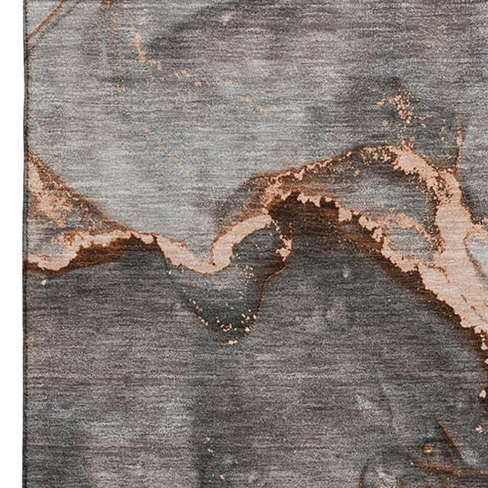 8' X 10' Abstract Washable Area Rug With UV Protection (647450) - Peach / Gray