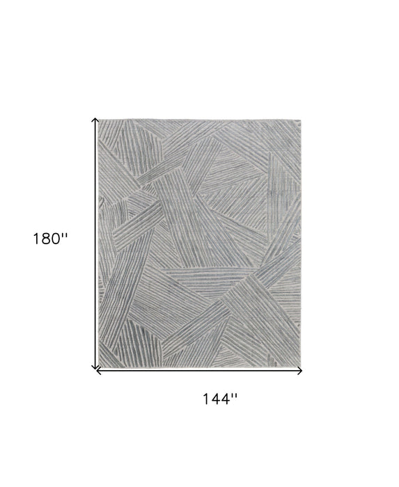 12' x 15' Abstract Hand Woven Area Rug - Green And Ivory