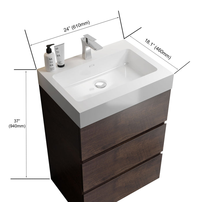 Giga Alice bathroom vanity with large storage, freestanding design, one-piece sink basin, modern style, no drain or faucet shown
