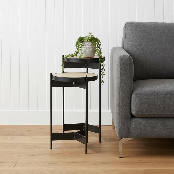Marble Metal Nested Tables (Set of 2) - Brown / Black
