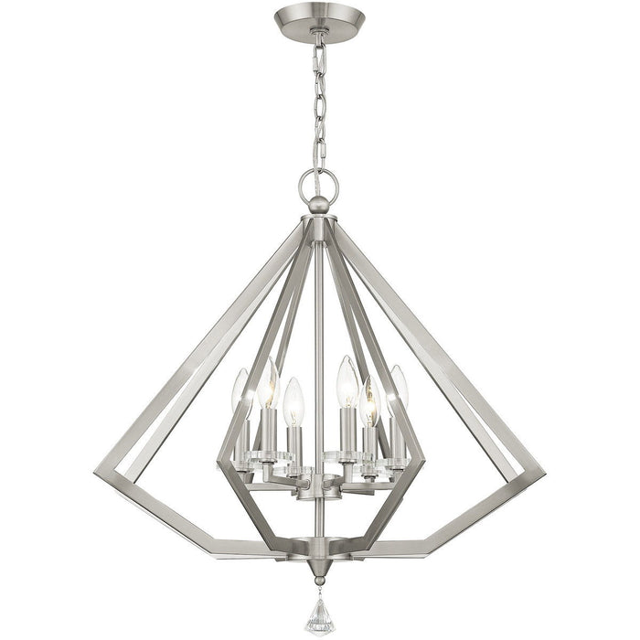 26'' 6 Light Dimmable Chandelier With Shades - Nickel