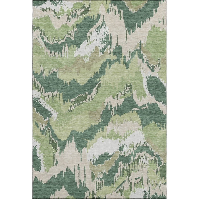 10' X 14' Abstract Washable Area Rug With UV Protection (668663) - Green / Ivory / Beige