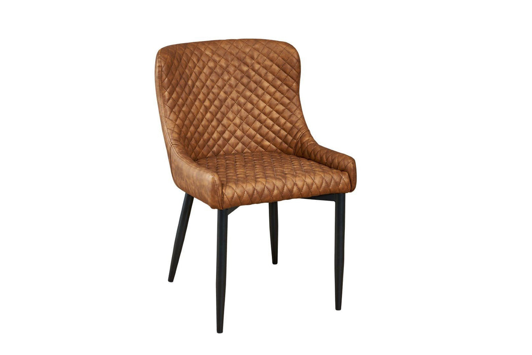 Tufted Upholstered Faux Leather Dining Side Chairs (Set of 4) - Orange / Black