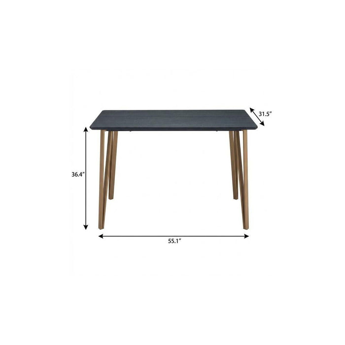 Wood Steel Counter Height Dining Table - Black / Gold