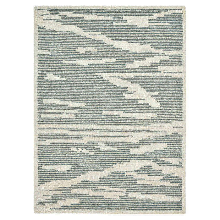 8' X 10' Wool Abstract Hand Hooked Area Rug - Gray And Ivory