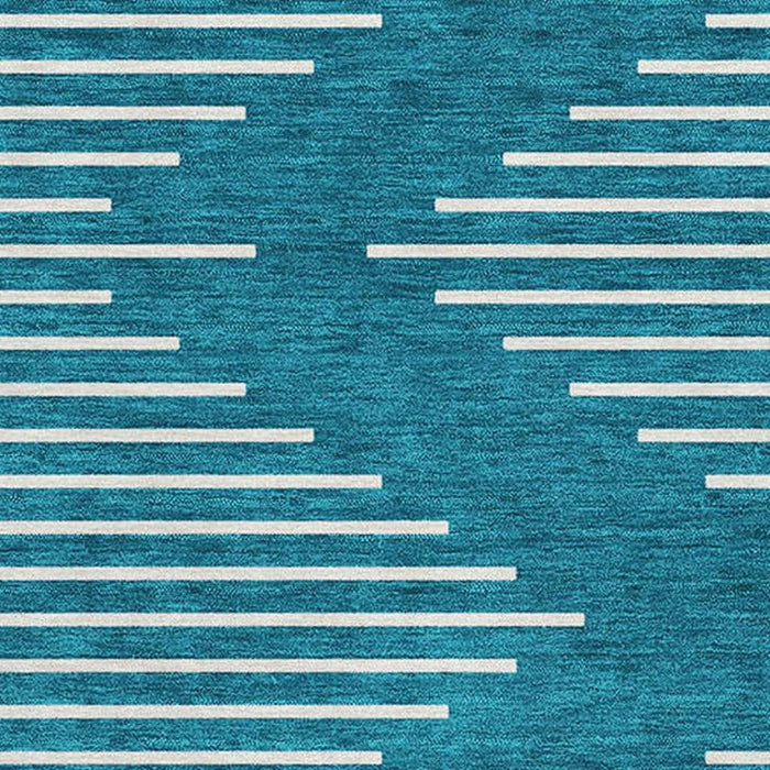 10' X 14' Geometric Washable Area Rug With UV Protection (679786) - Teal / Ivory