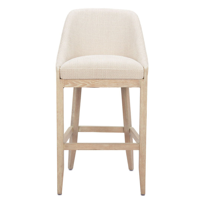 31" Fabric And Solid Wood Bar Height Bar Chair - Beige / Natural