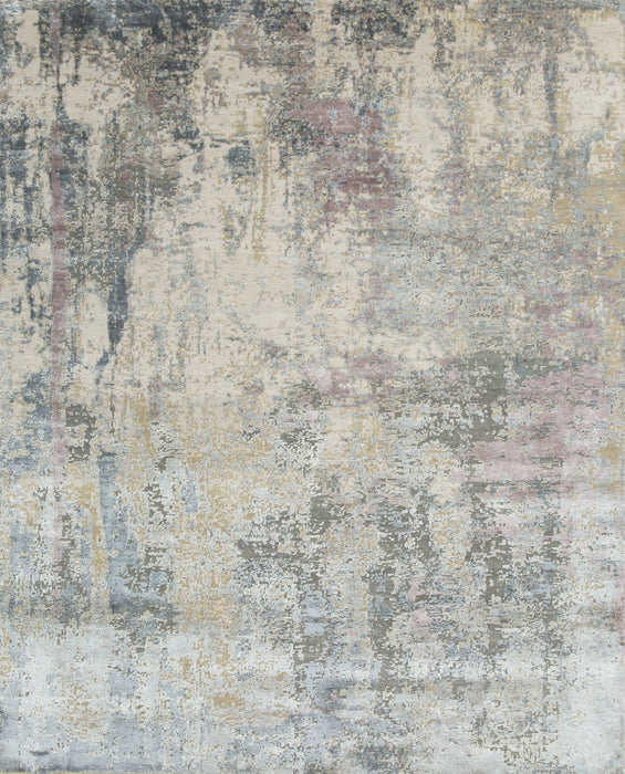 8' X 10' Genuine Wool Material Abstract Hand Knotted Area Rug - Blue