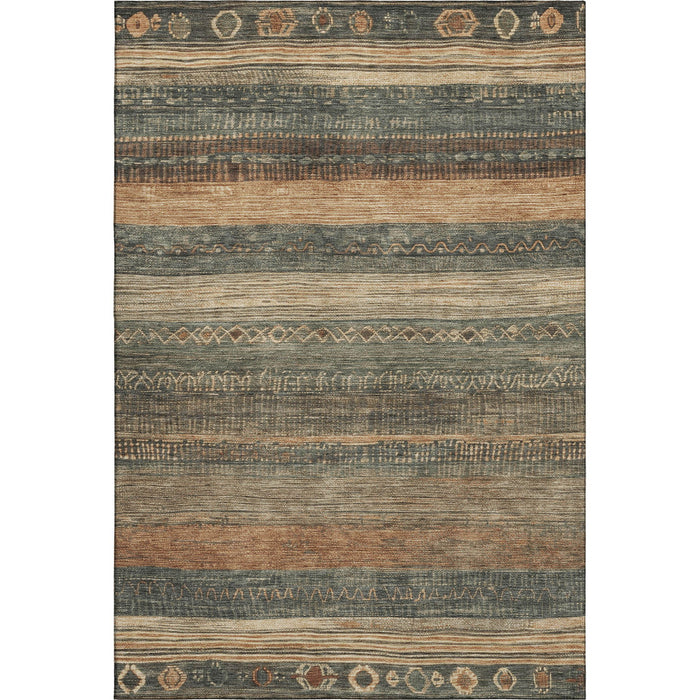 10' X 14' Geometric Washable Area Rug With UV Protection (705617) - Fern Green / Copper