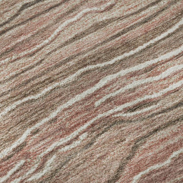10' X 14' Striped Washable Area Rug With UV Protection (697716) - Coffee / Copper / Beige