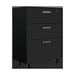 Black wall-mounted accent cabinet with twelve shelves and six drawers, ideal for storage and organization in a modern home.
