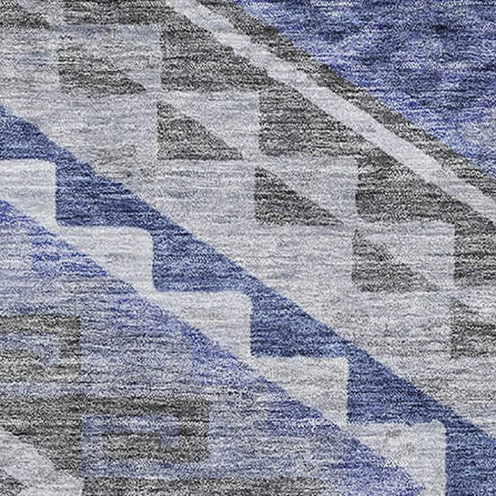 10' X 14' Geometric Washable Area Rug With UV Protection (684118) - Pewter / Blue / Gray