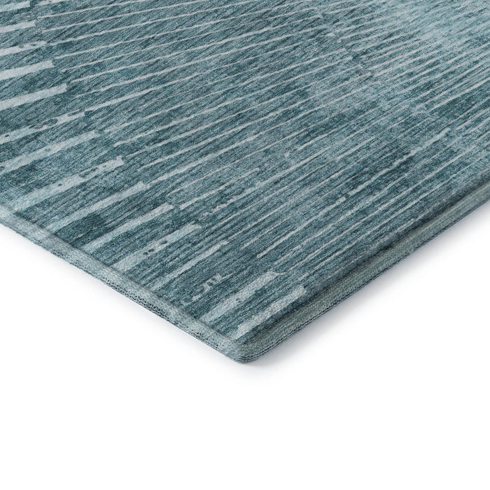 10' X 14' Geometric Washable Area Rug With UV Protection (648358) - Teal / Ivory