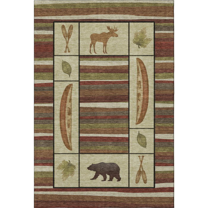 10' X 14' Animal Print Washable Area Rug With UV Protection - Brown / Rust
