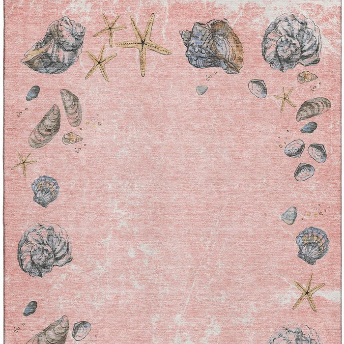 3' X 5' Geometric Washable Area Rug With UV Protection (646056) - Peach / Gray / Ivory