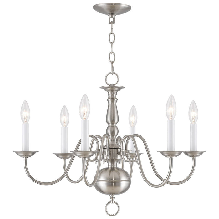 18" Six-Light Dimmable Chandelier With Shades - Nickel