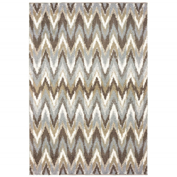 7' x 10' Ikat Pattern Area Rug - Gray And Taupe