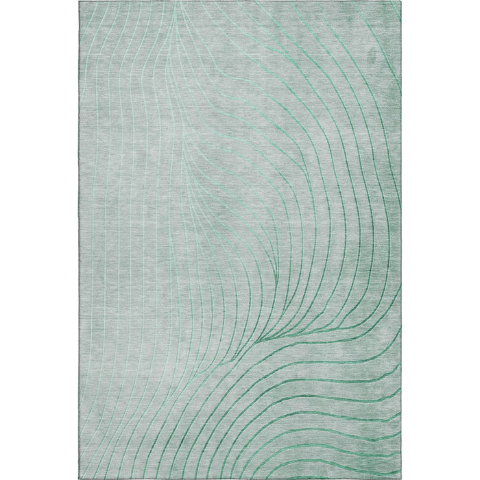 10' X 14' Abstract Washable Area Rug With UV Protection (718121) - Mint Green / Silver