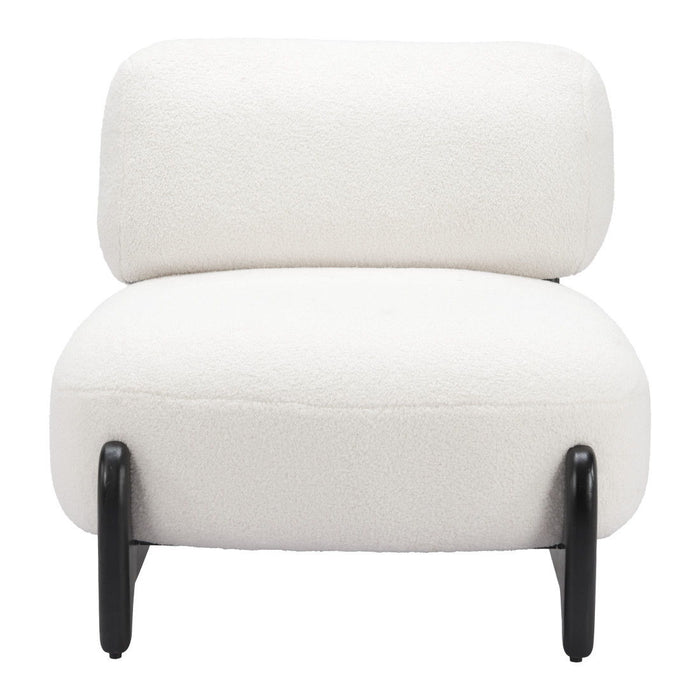 30" Sherpa And Upholstered Side Chair - White / Black