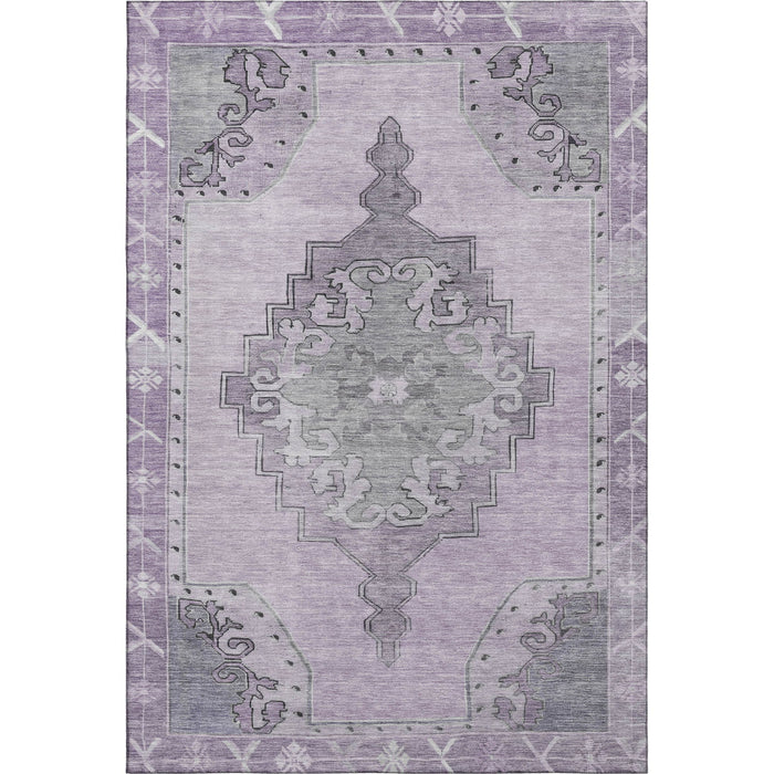 10' X 14' Oriental Washable Area Rug With UV Protection (699484) - Plum / Gray