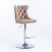 Pair of Giga modern upholstered swivel barstools with tufted backs, adjustable height 25-33", ideal for home pub and kitchen island.