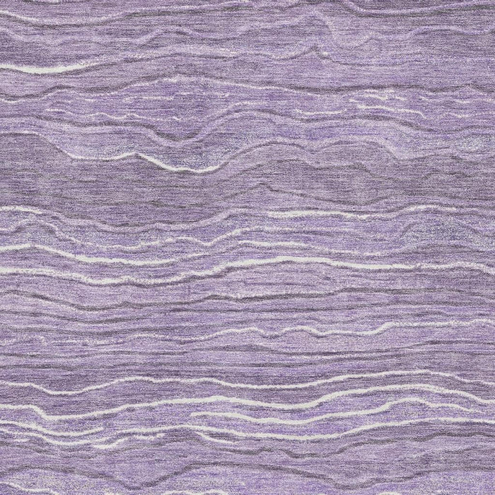10' X 14' Striped Washable Area Rug With UV Protection (697722) - Purple / Ivory