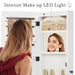 Giga jewelry armoire organizer with full-length mirror, wall-mounted lockable cabinet and integrated LED light for jewelry storage.